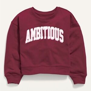 Old Navy AMBITIOUS Burgundy Crewneck Girl's Sweater Medium 8